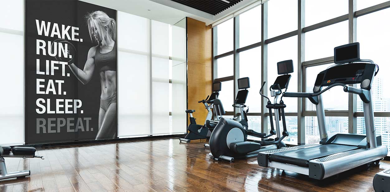 Contemporary gym design in black and white