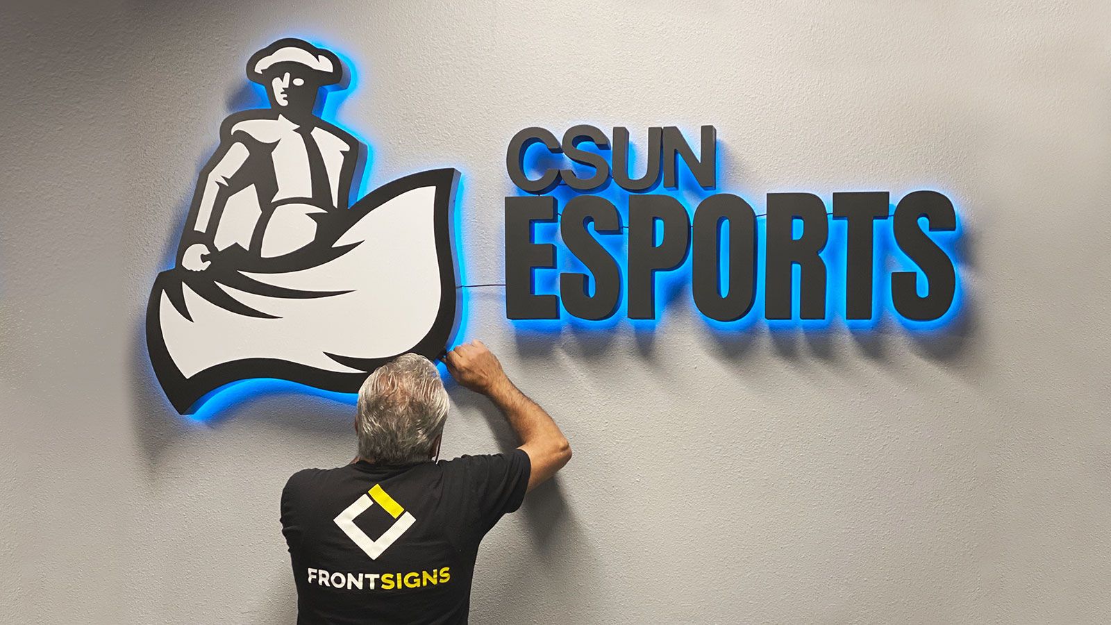 csun esports backlit sign installation