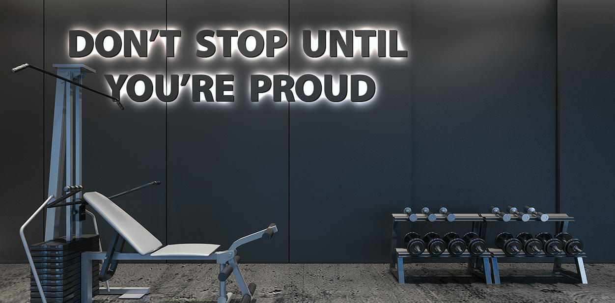 Gym interior design idea in a motivational style