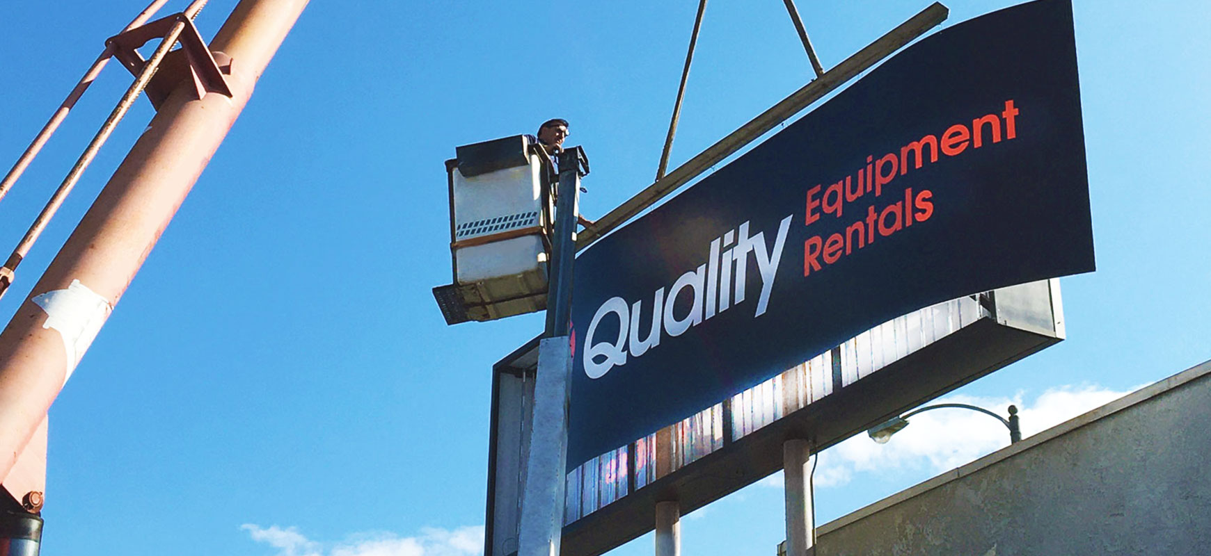 the installation process of an outdoor pylon sign