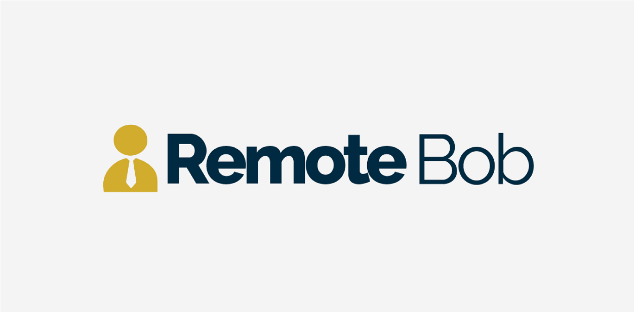 Yellow, navy blue and white logo colors of Remote Bob UK