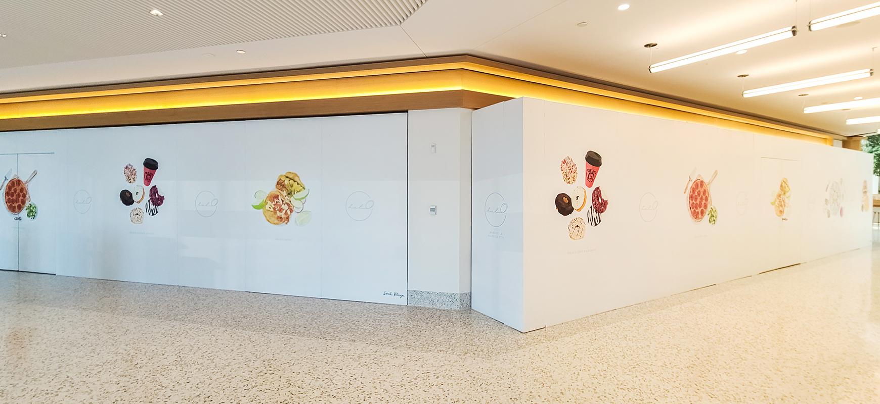 Halo Restaurant environmental graphics made of opaque vinyl for interior wall decor