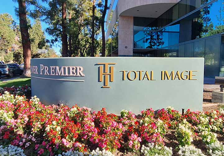Total Image custom outdoor signage in a freestanding style made of acrylic for branding