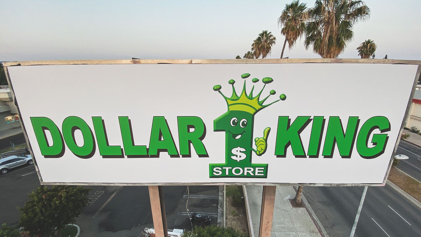 Dollar King pylon sign banner