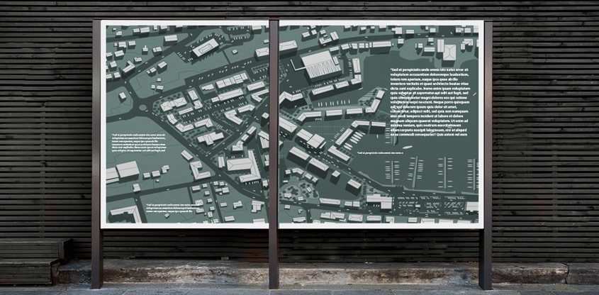 City environmental wayfinding solution displaying the city map