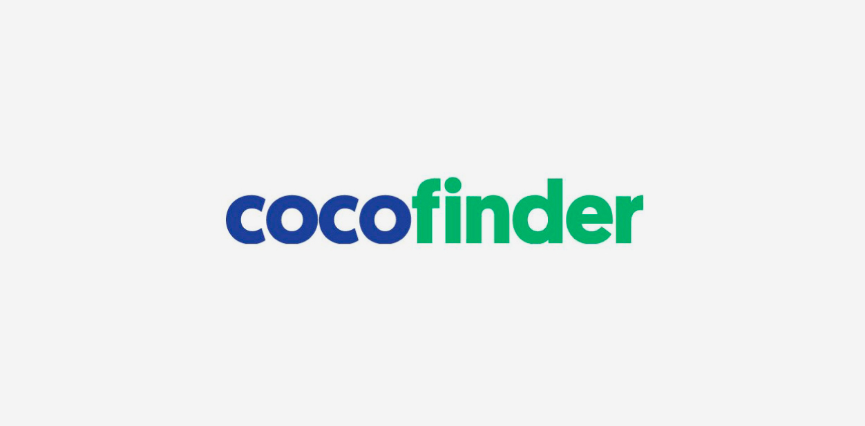 Cocofinder logo in green and blue displaying the brand name