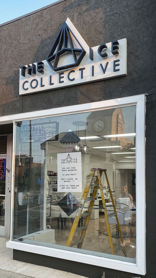 the ice collective backlit sign