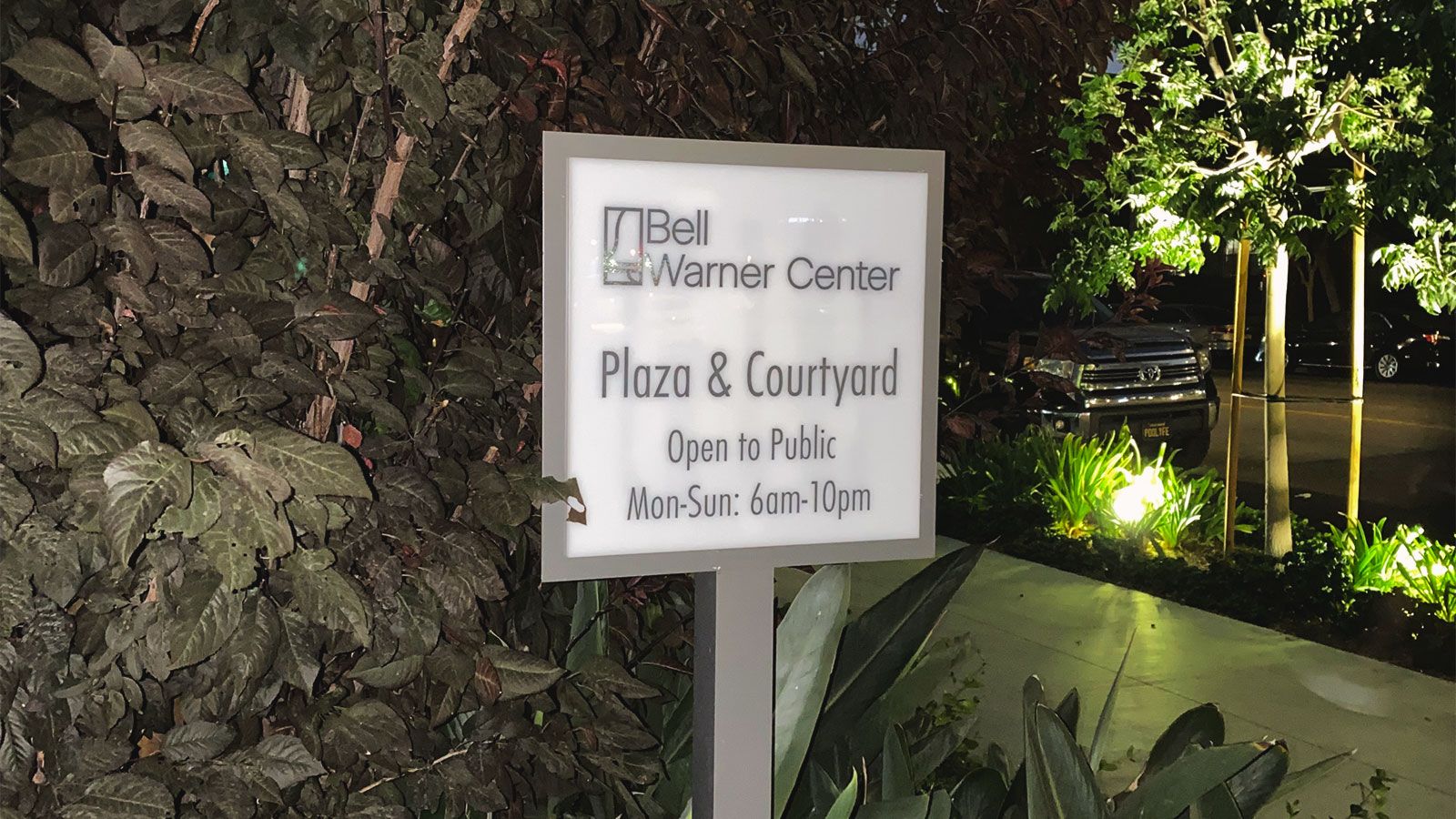 Bell warner center acrylic sign