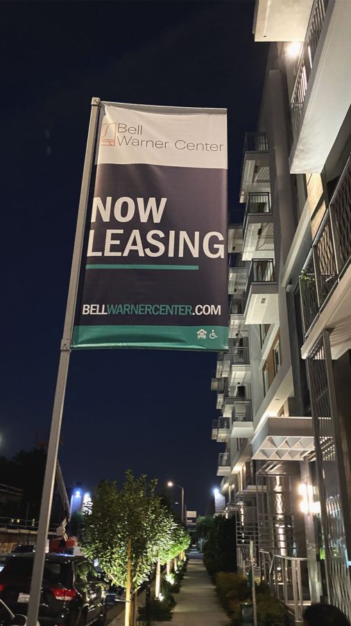 Bell warner center flag banner