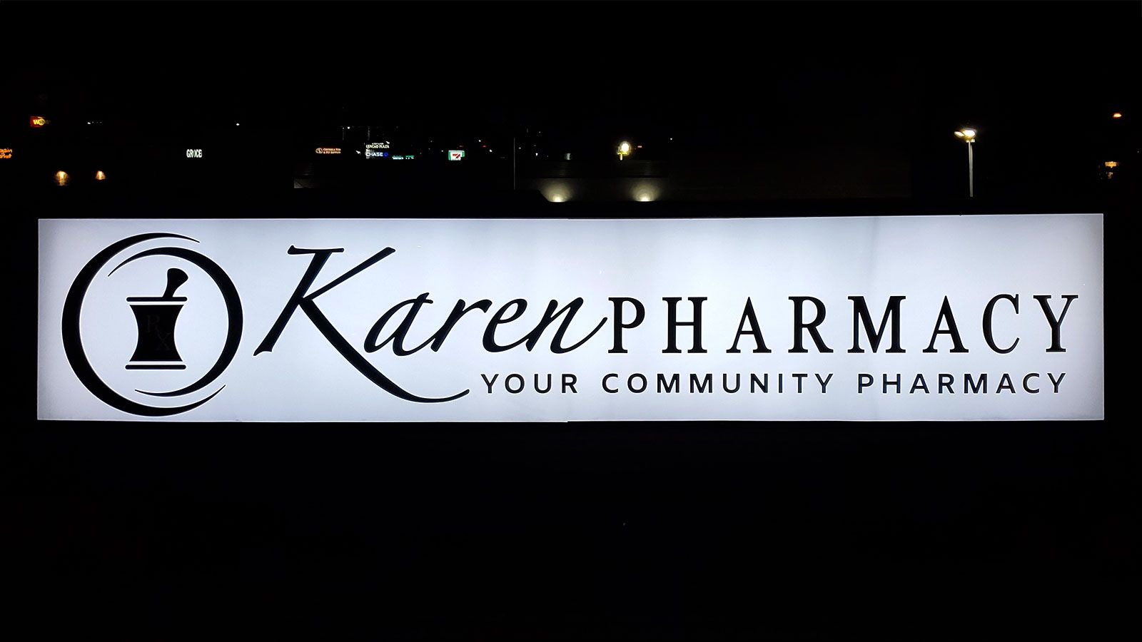 Karen Pharmacy lightbox sign