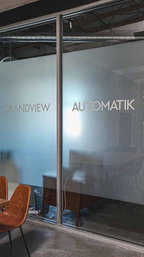 LAAMP office vinyl lettering