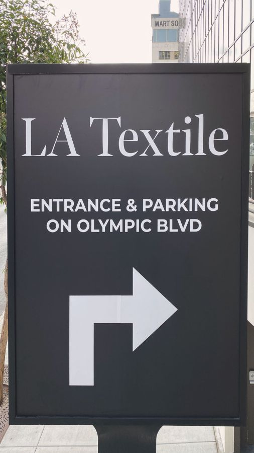 LA textile directional sign