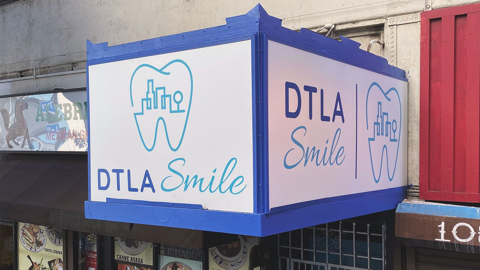 DTLA Smile canopy lexan sign