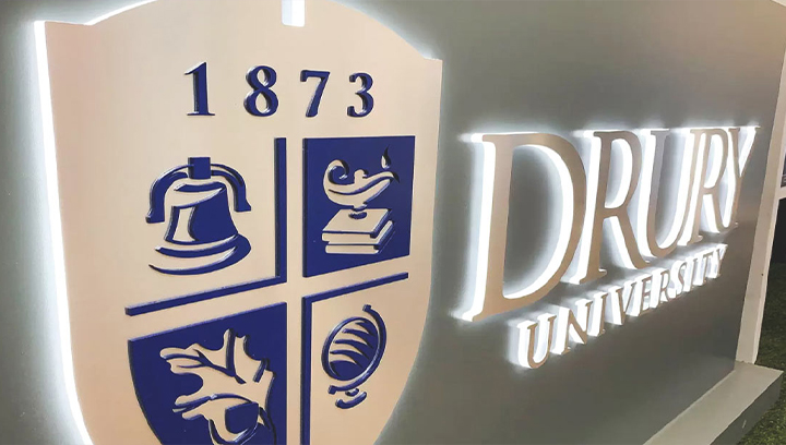 LED school indoor sign for Drury University