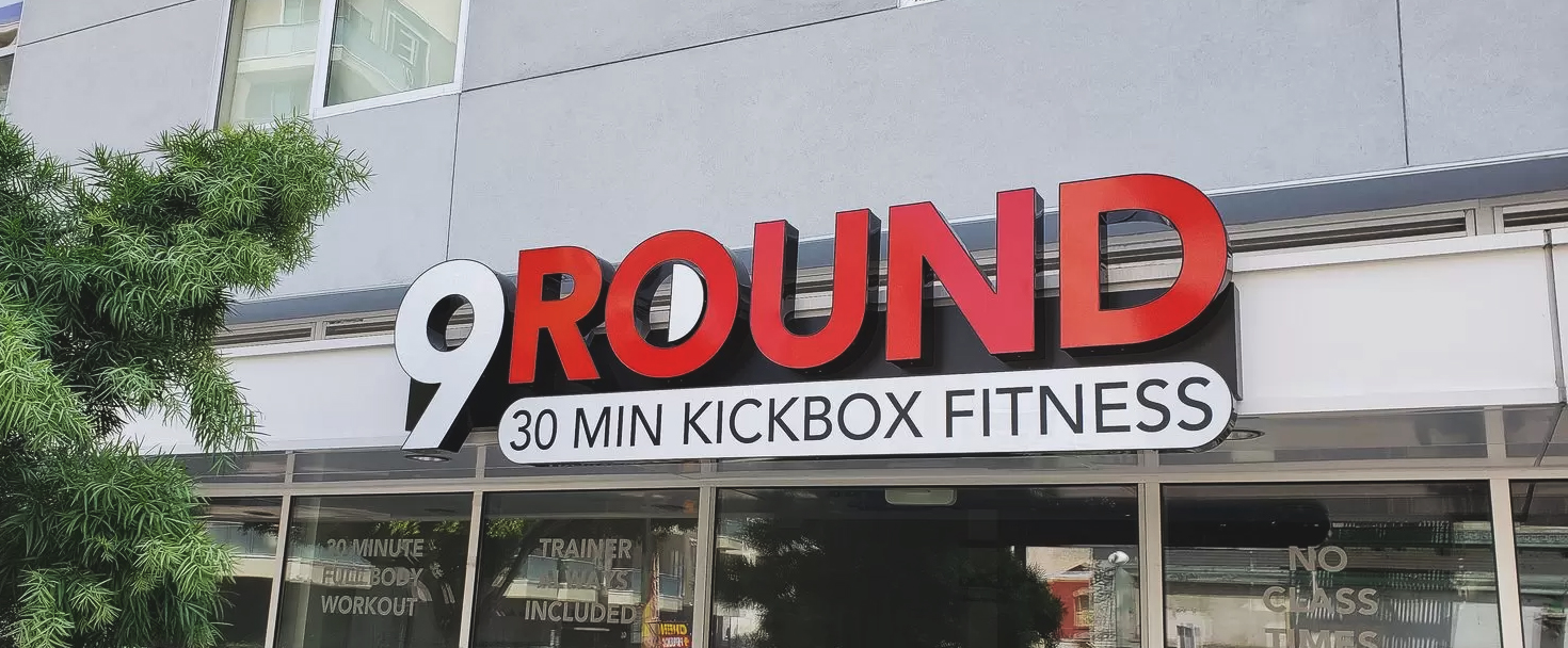 Custom letters and a light box sign for the kickbox fitness center’s front area decoration