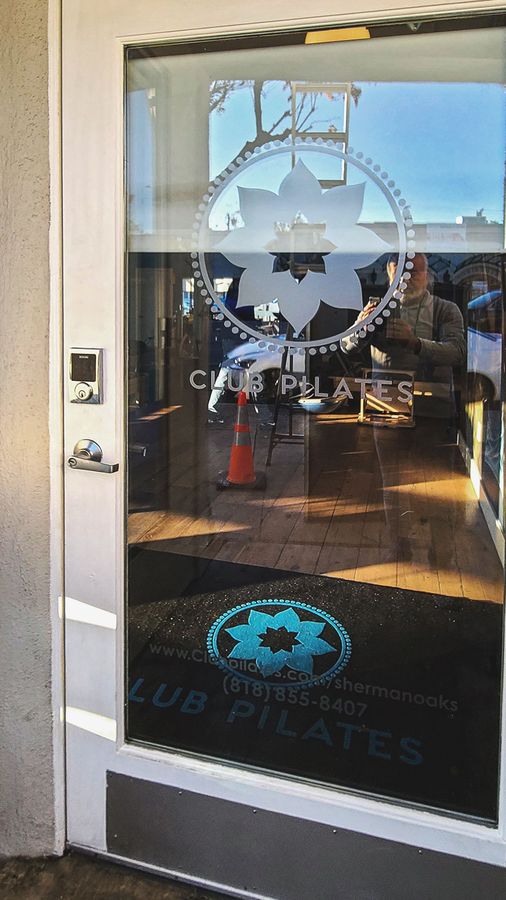 club pilates frosted window decals
