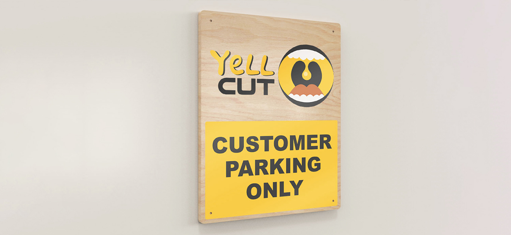 Yell Cut colorful wayfinding signage design for the parking area
