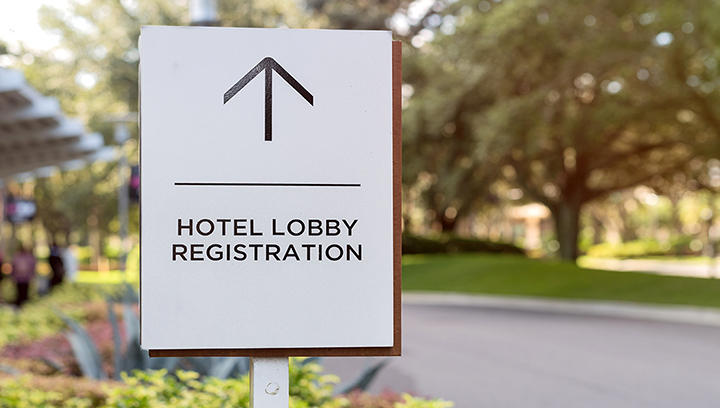 hotel registration directional signage