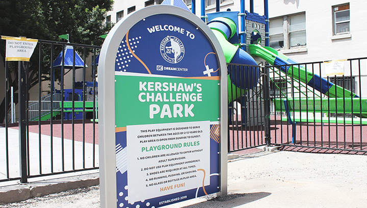 Kershaw's Challenge Park large outdoor directional sign made of aluminum