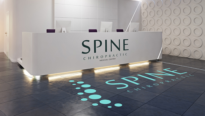 Spine Chiropractic medical clinic floor stickers in electric blue