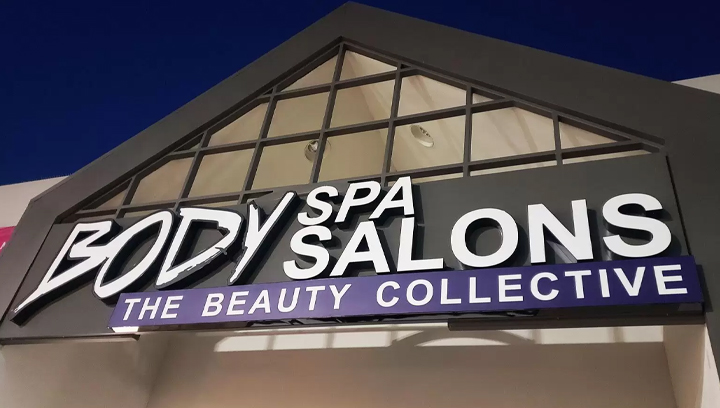 Large salon led signs displayed on the building facade 2