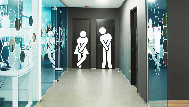 restroom doors wayfinding signs