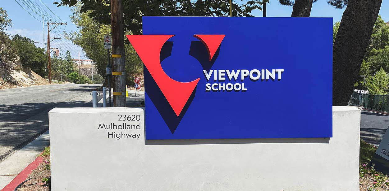 Double-sided monument outdoor solution for Viewpoint School