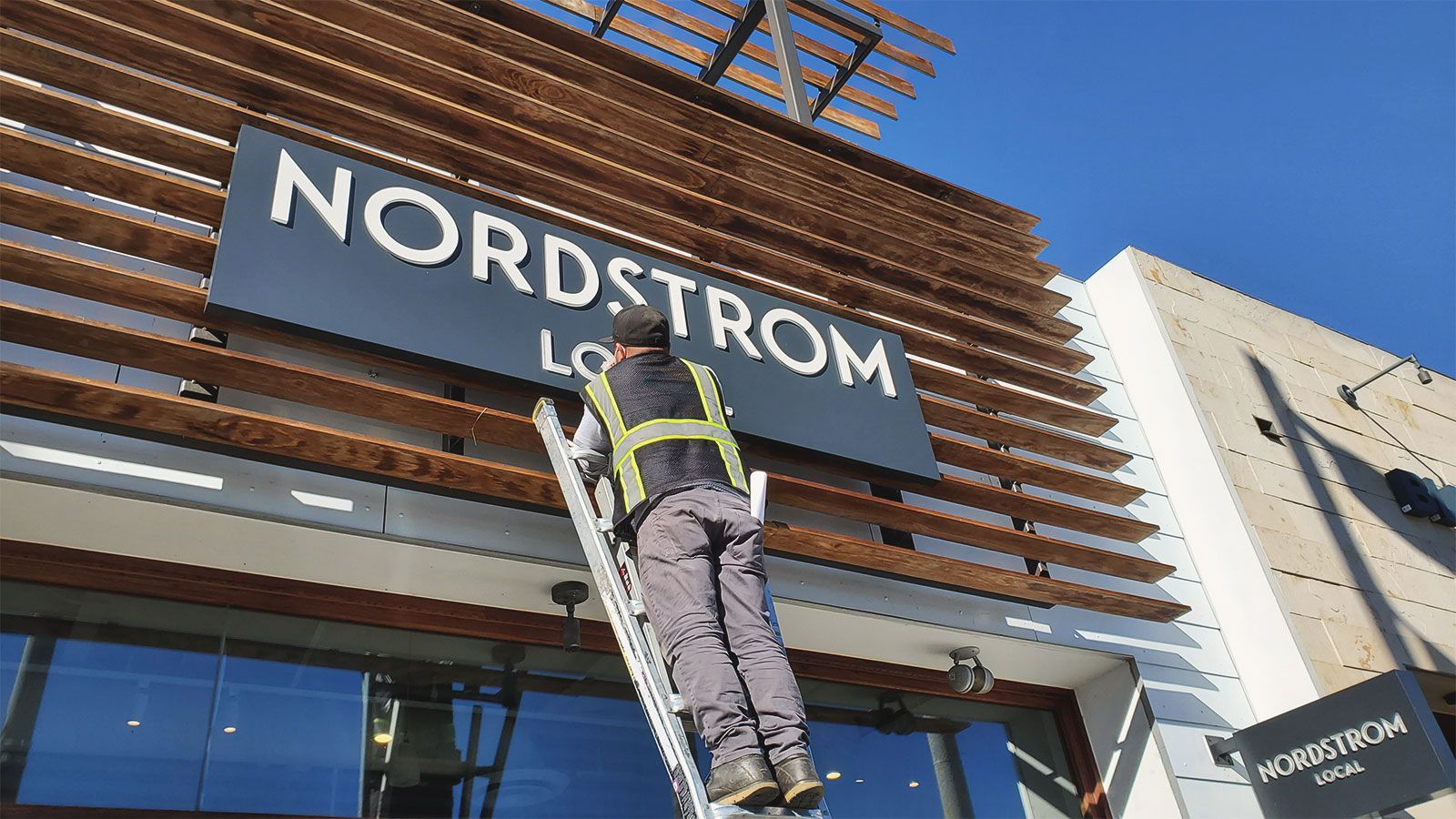Nordstrom outdoor sign installation