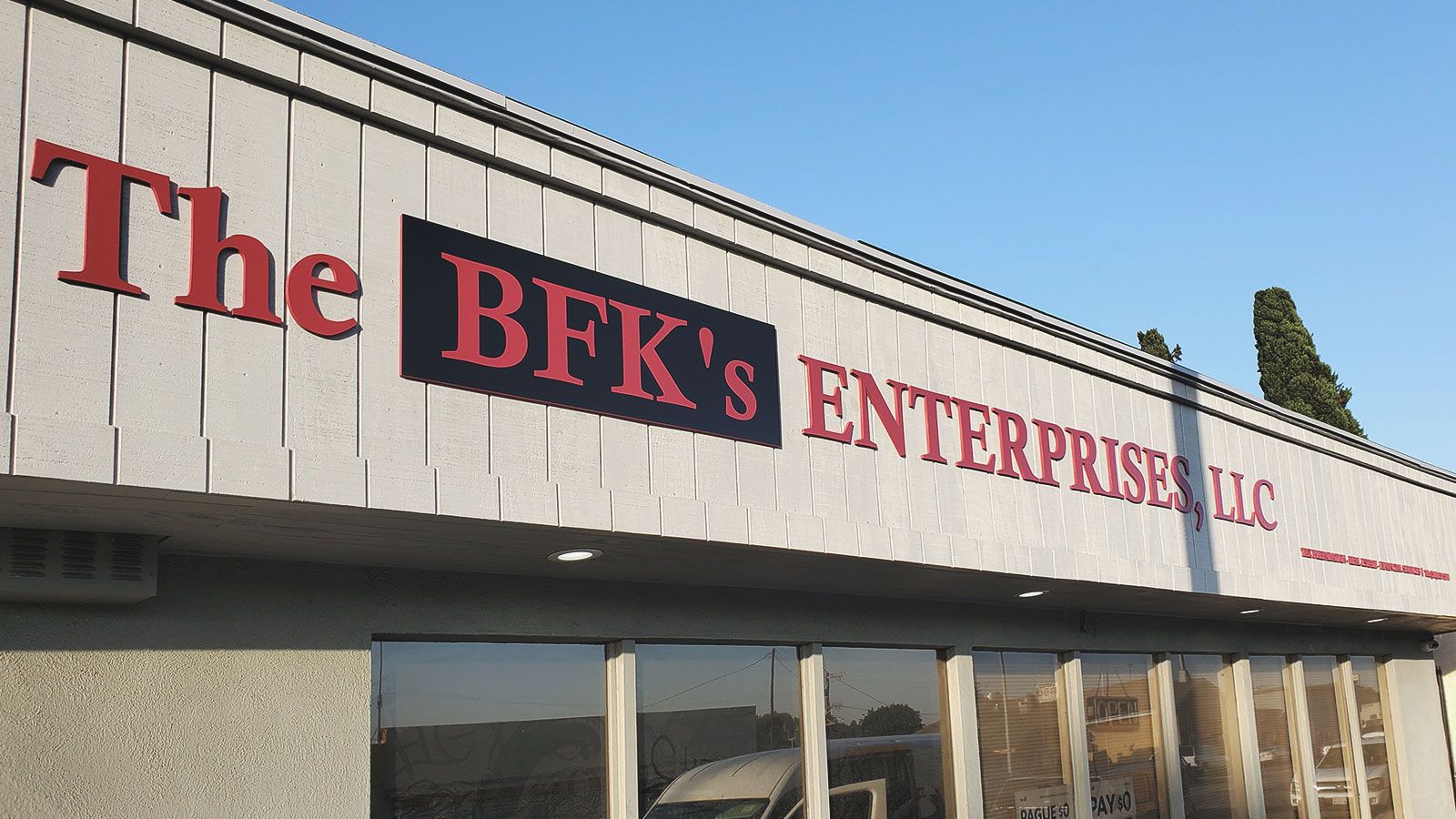 bfk's enterprises building sign