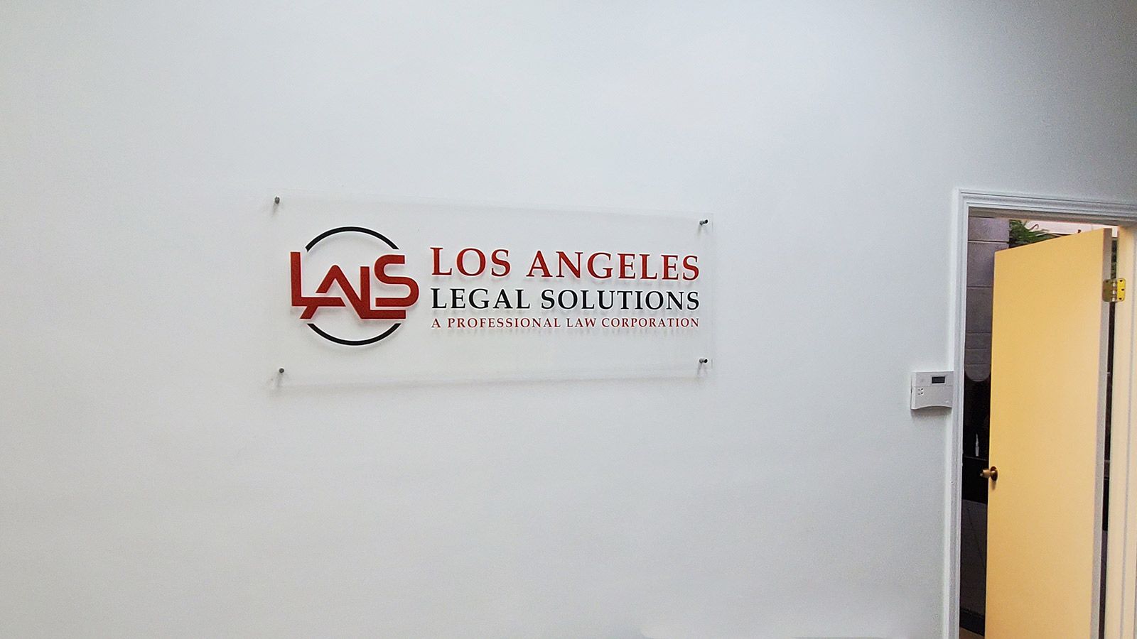 LA legal solutions acrylic sign
