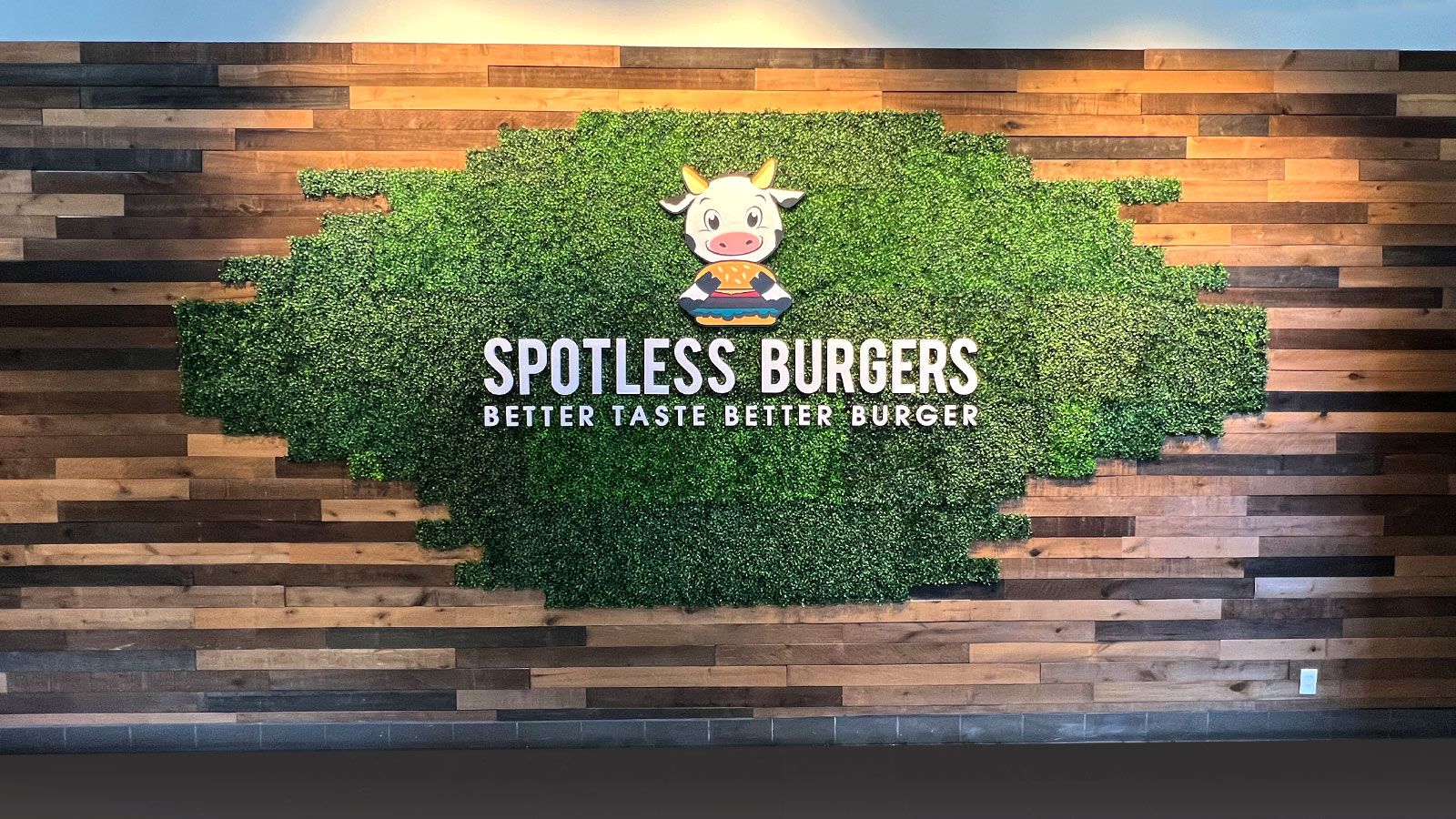 Spotless Burgers 3D sign and letters