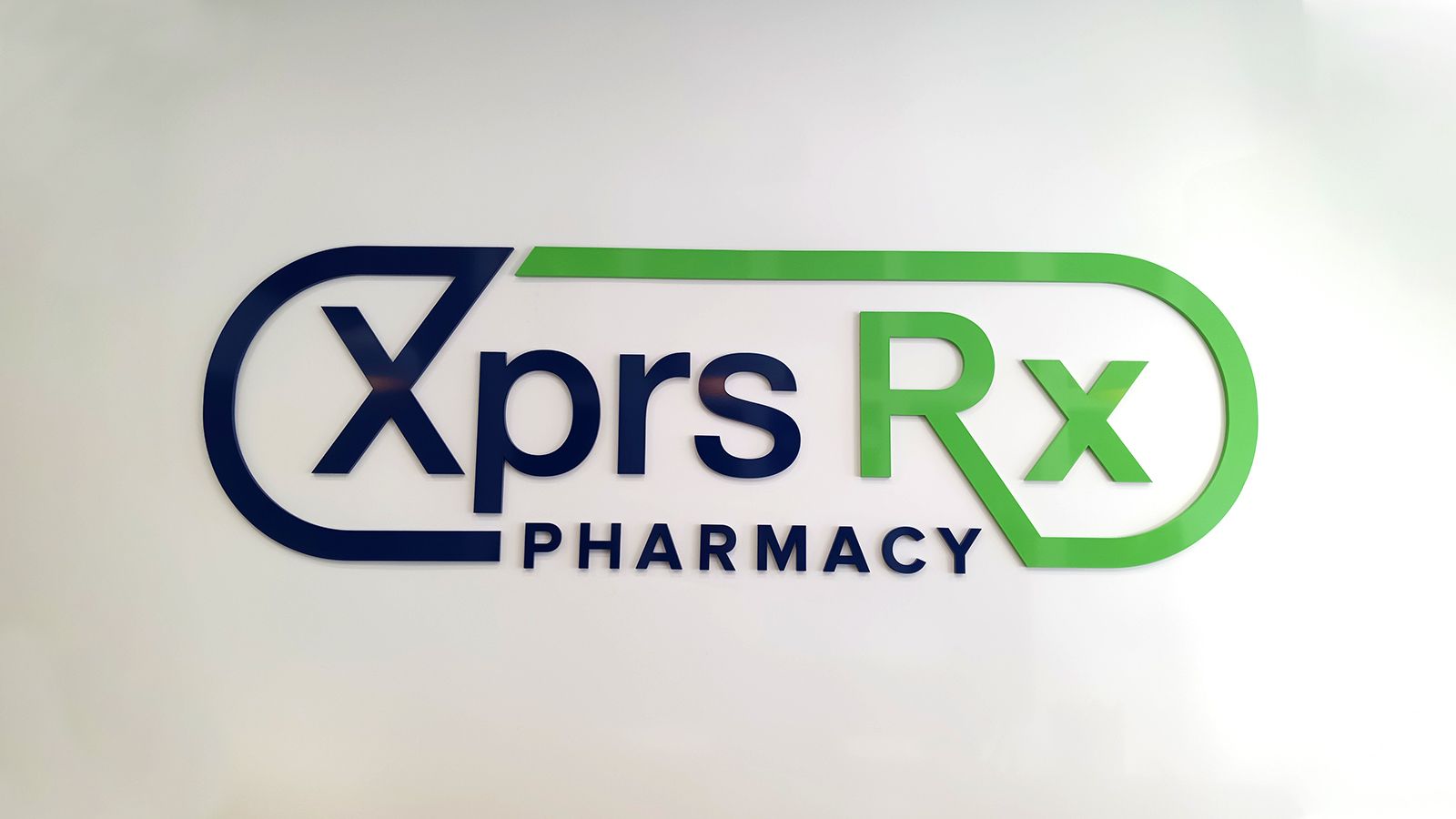 Xprs Rx Pharmacy acrylic sign