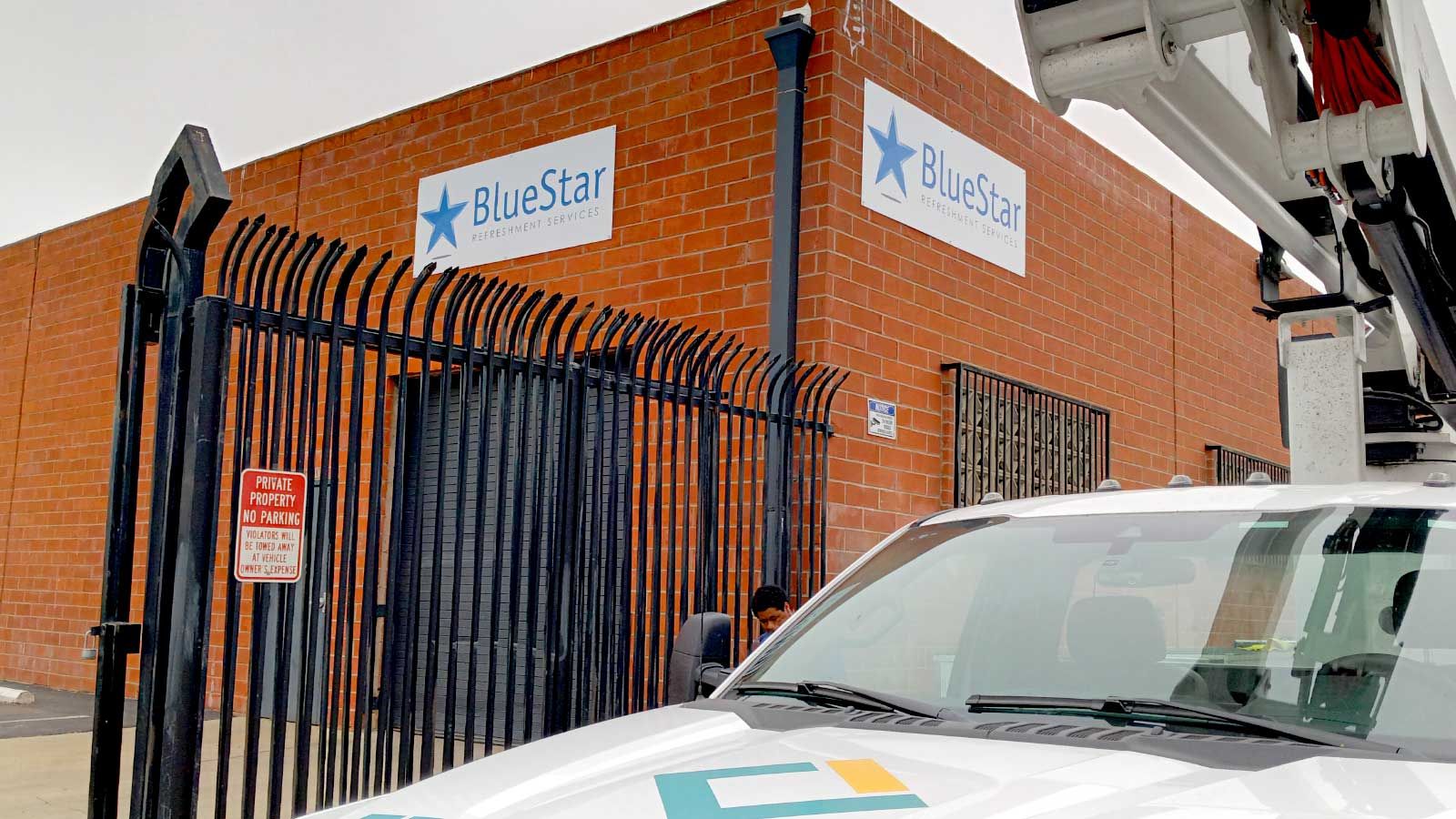 BlueStar Refreshment Services composite aluminum display