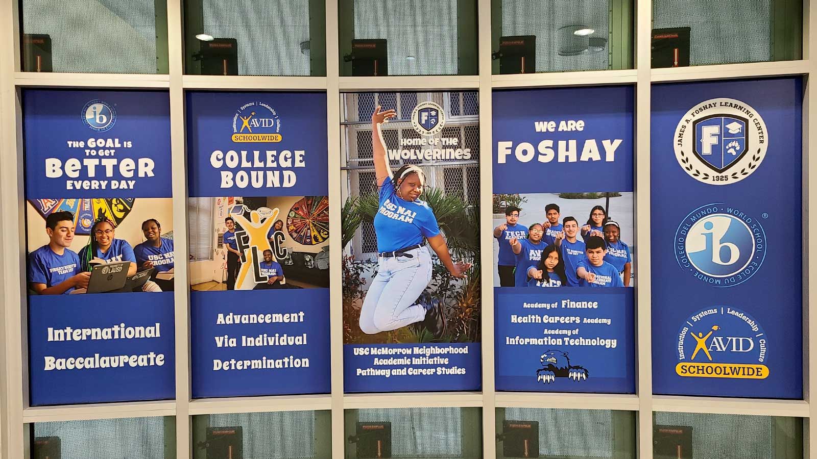 Foshay Learning Center window graphics