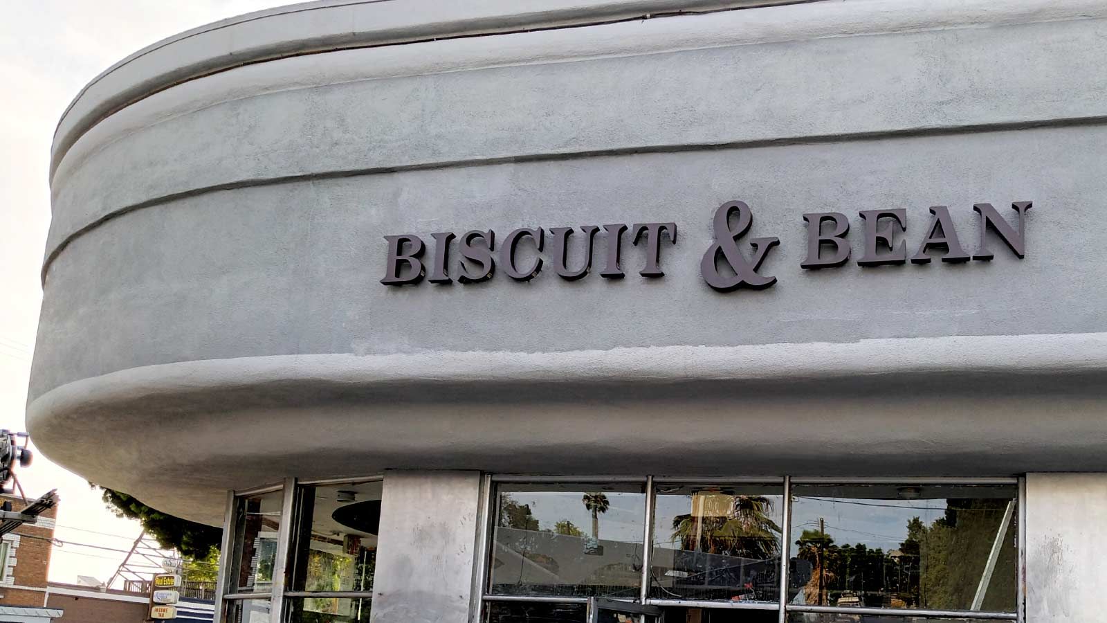 biscuit and bean outdoor building signage
