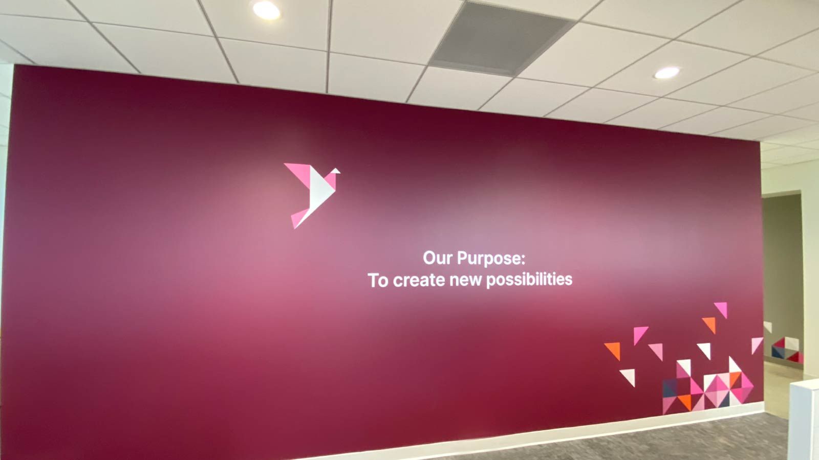 extensive office branding wall graphics