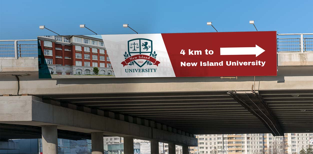 Higher education branding directional solution on the bridge