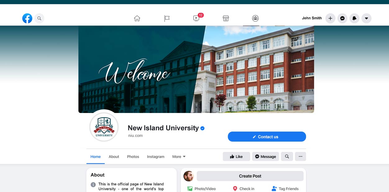 New Island University Facebook page branding