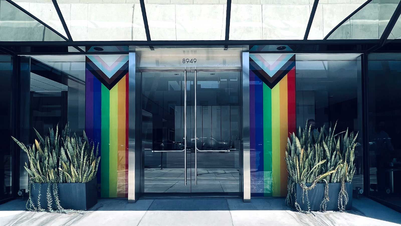 pride flags with outdoor window stickers