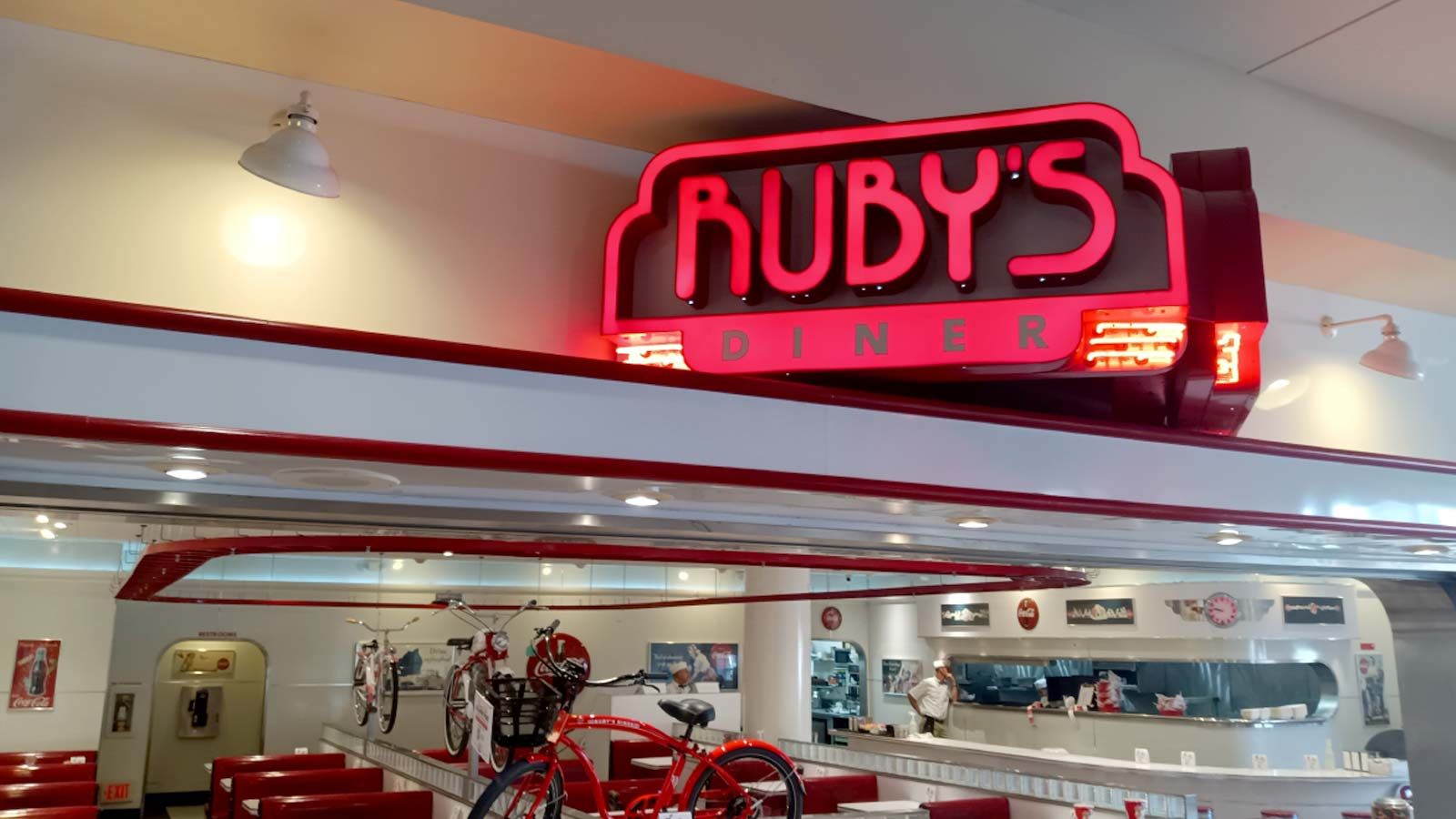 rubys diner interior lighted signage