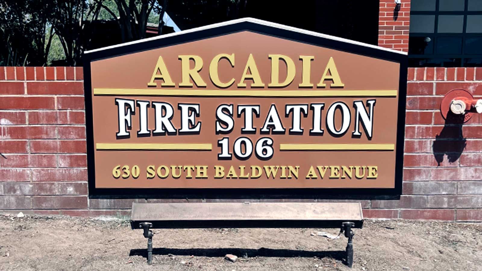 Arcadia Fire Station 106 monument sign