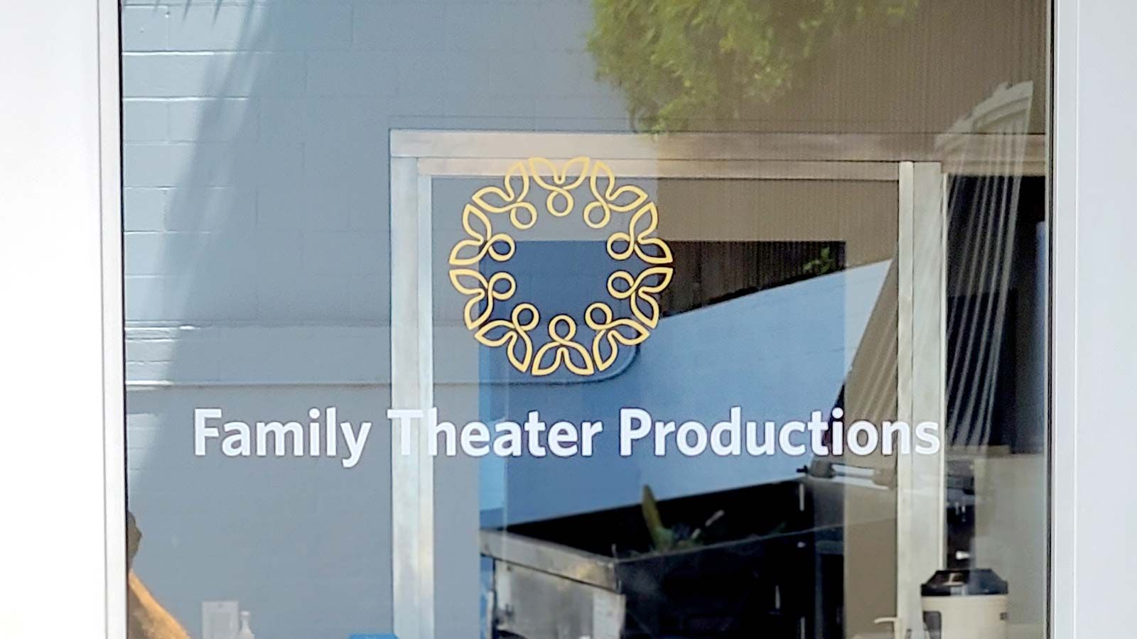 Family Theater Productions window lettering