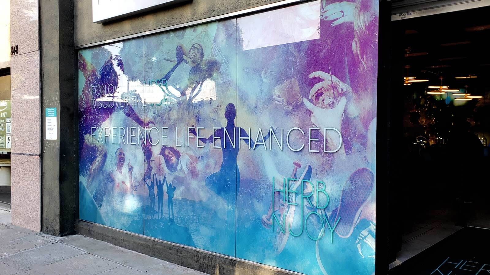 HerbNJoy custom window wrap with back illumination