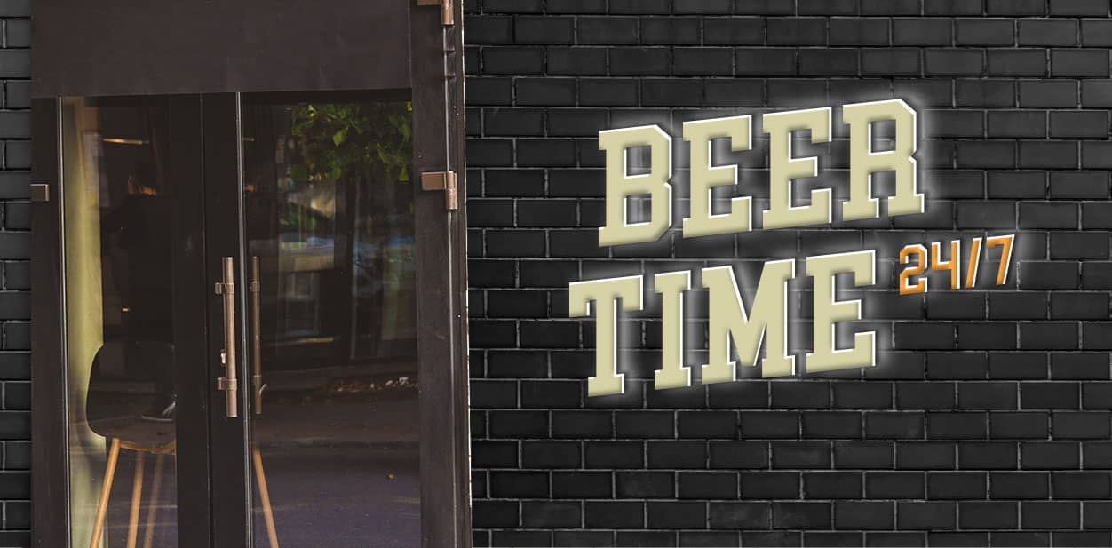 Beer Time outdoor illuminated brewery branding display