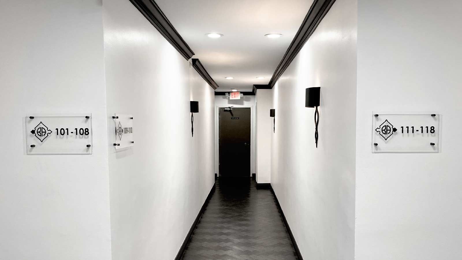 Interior signs made of clear acrylic