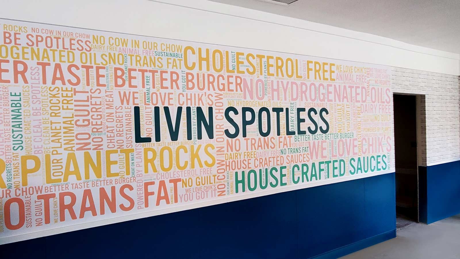 Spotless Burgers branding wall decals
