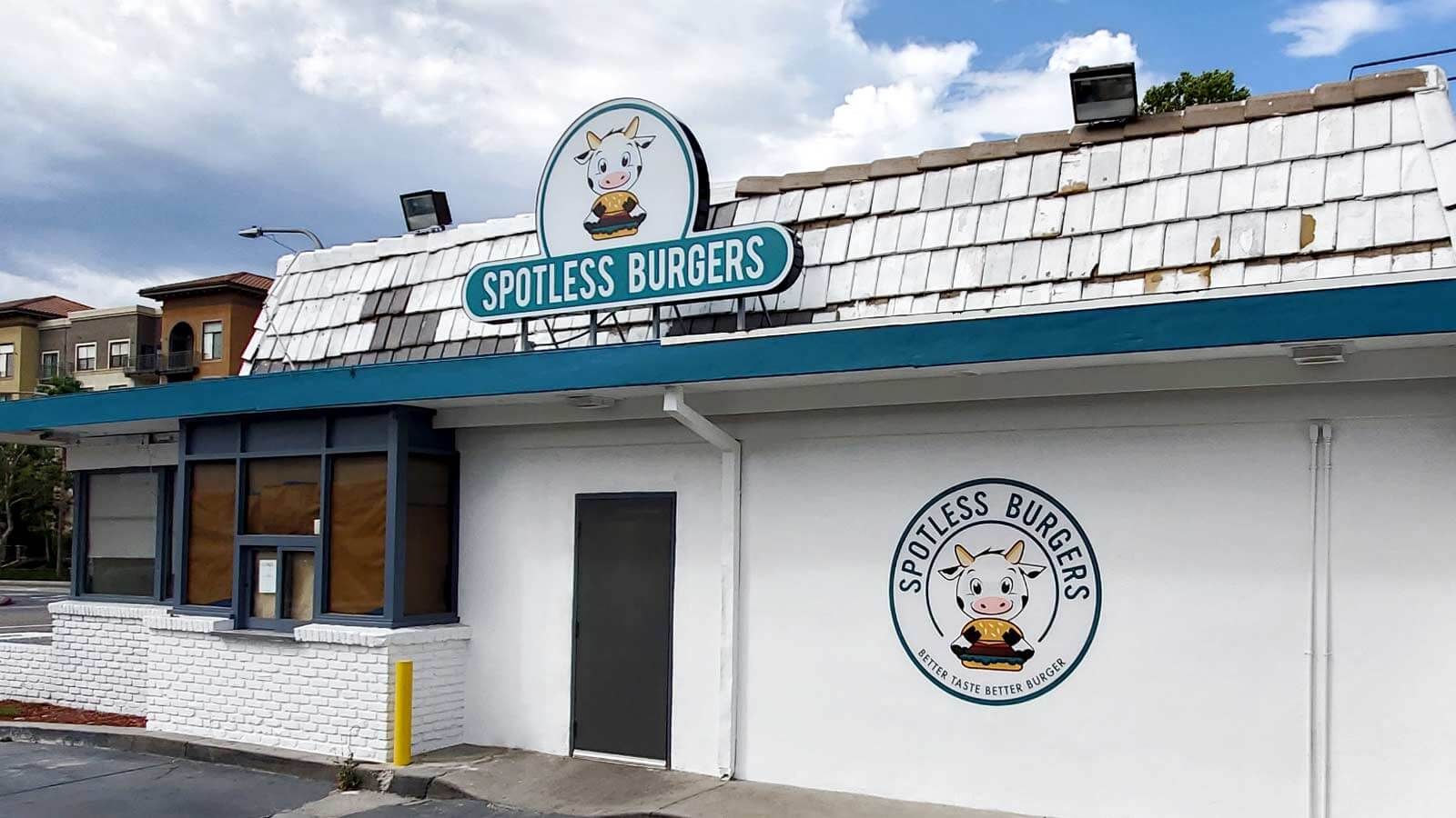 Spotless Burgers outdoor led illuminated sign