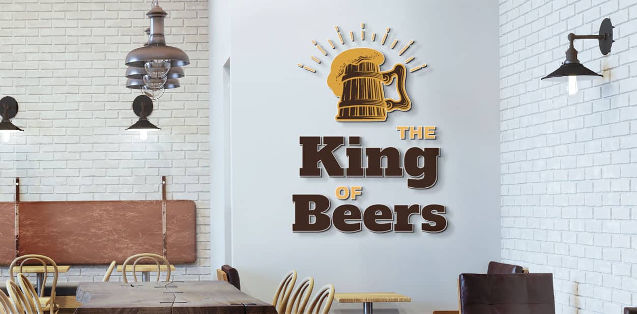 The King of Beers brewery branding with three-dimensional solutions