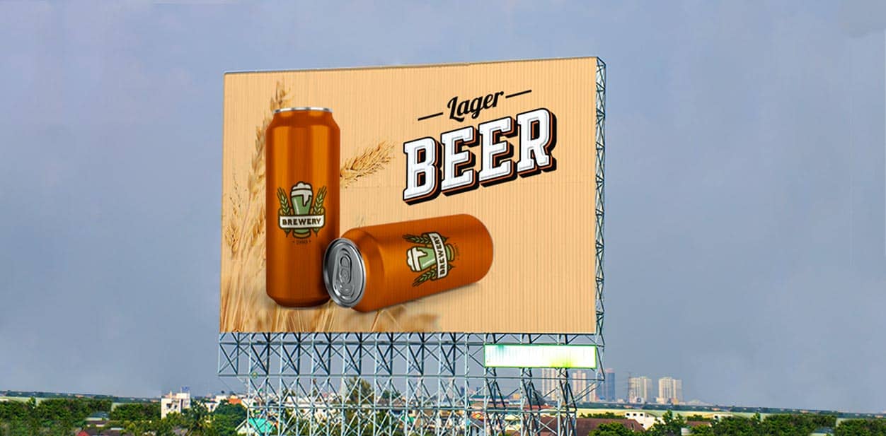 Brewery advertising with a massive display on the street