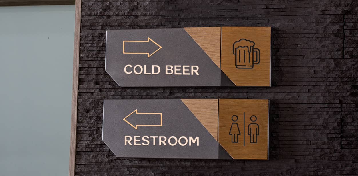 Wayfinding brewery branding display for navigation